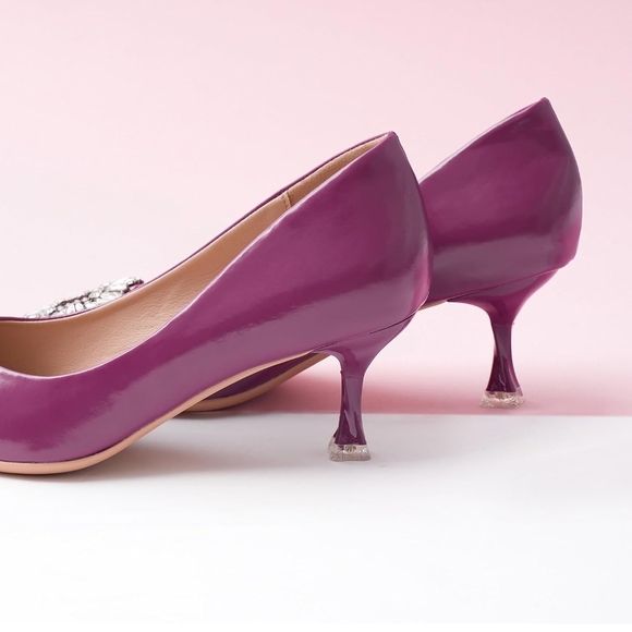 ‼️NEW IN ‼️C.Paravano Chic Purple Shoes Kitten Heel 🔥 - Picture 2 of 10